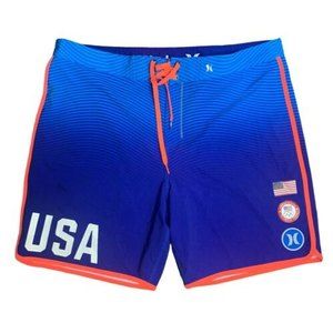 Hurley Phantom BP USA 2016 Olympic Team Board Shorts Swim Blue Size 40